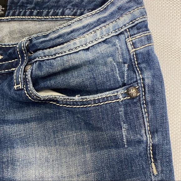 ReRock for Express Barely Boot Stretch Womens Blue Denim Jean Size 6 R - Picture 13 of 13